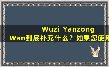 Wuzi  Yanzong  Wan到底补充什么？如果您使用错误的话，它将更加模糊！